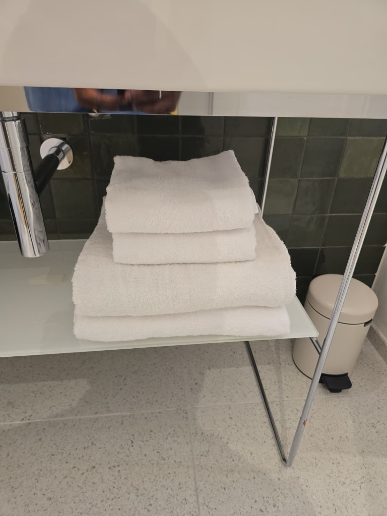 Asciugamani piegati con cura in bagno